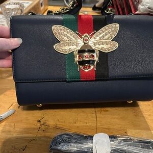 Queen Bee Handbag With Wallet 
Elegant Navy Designer Bag